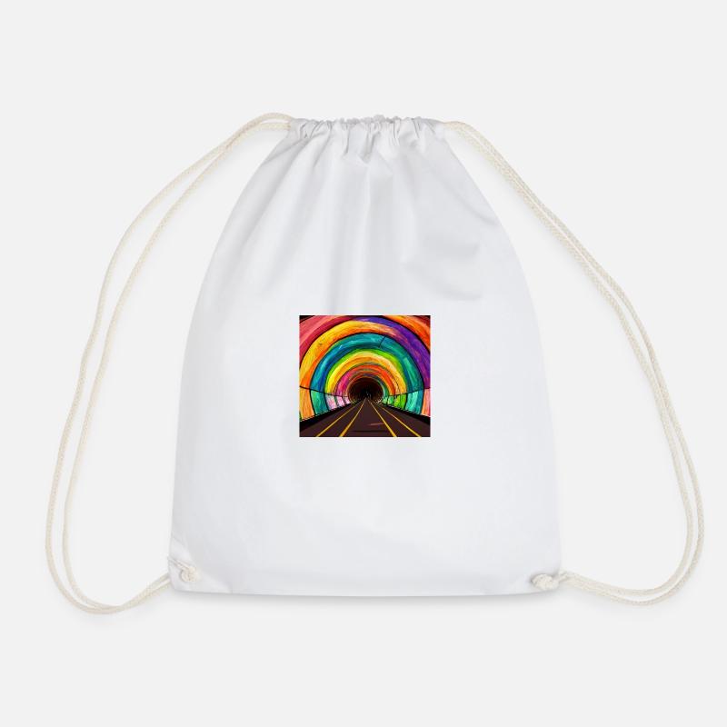 Regenbogen im Tunnel - Farbenfest - Turnbeutel - Weiß