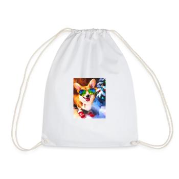 Happy Christmas Corgi - Drawstring Bag - white - Front