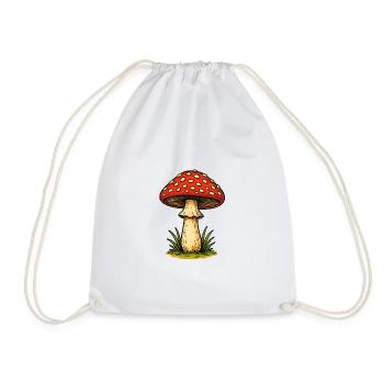 Red Toadstool Retro - Drawstring Bag - white - Front