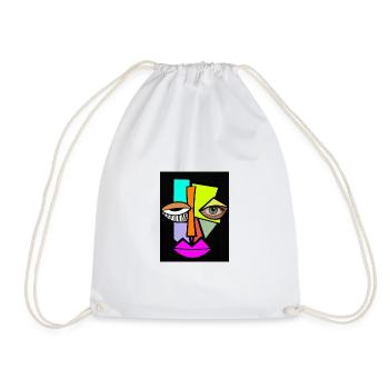 Neon Geometric Face Pop Art - Drawstring Bag - white - Front