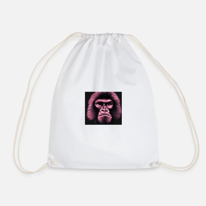 Sad Monkey - Animal Portrait Pop Art Style - Drawstring Bag - white