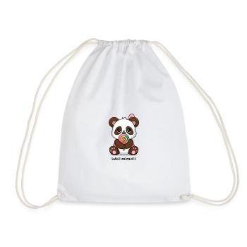Sweet Moments Panda with Lollipop Candy - Drawstring Bag - white - Front