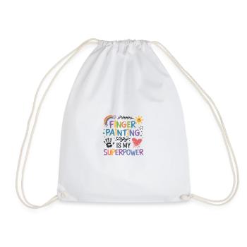 Finger Painting Is My Superpower Rainbow - Drawstring Bag - white - Front