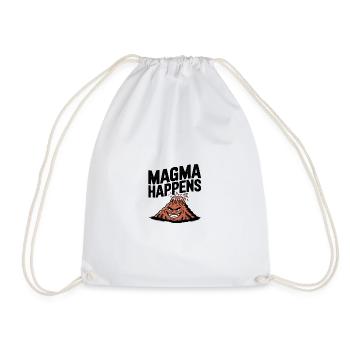 Magma Happens Volcano Humor for Geology Fans - Drawstring Bag - white - Front