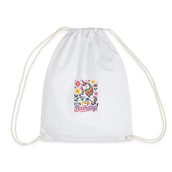 A unicorn birthday with flowers and rainbows - Drawstring Bag - white - Front