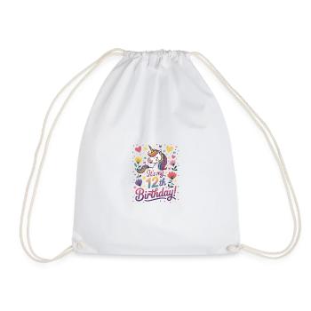 It's my 12th birthday unicorn - Drawstring Bag - white - Front