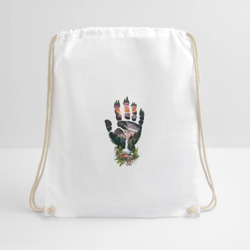 Empreinte de main de la forêt du soir avec cascade et Sac de sport léger