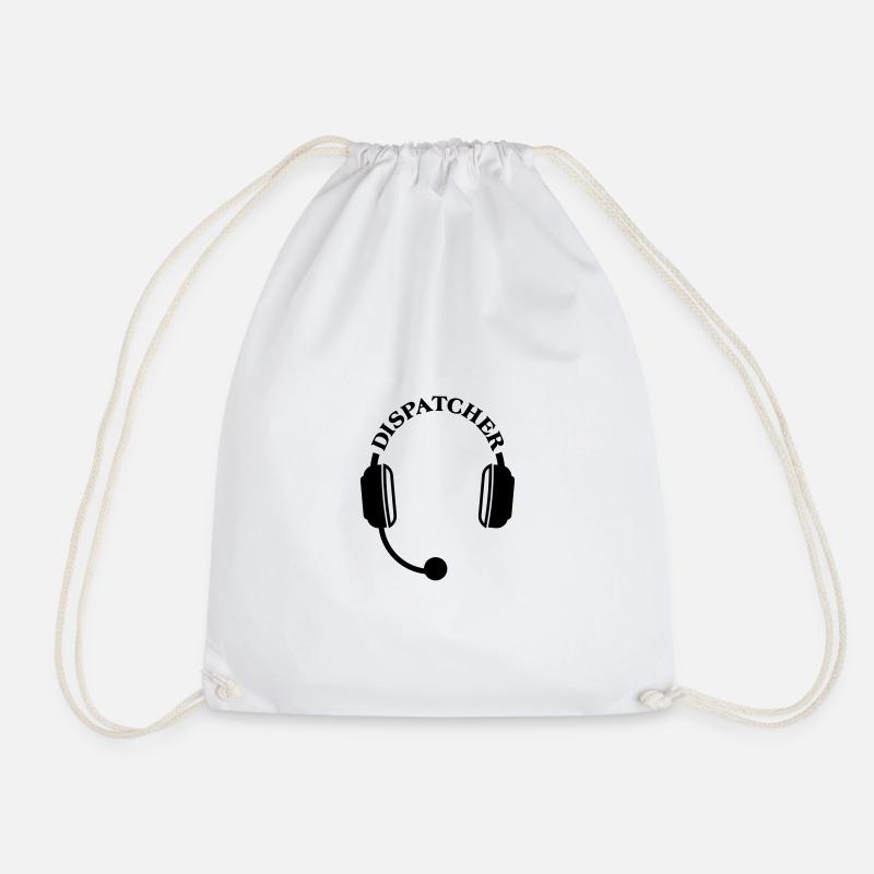 Dispatcher headset headphones micro micro emblem - Drawstring Bag - white