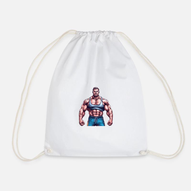 SSW13 Muscle Man2 - Drawstring Bag - white