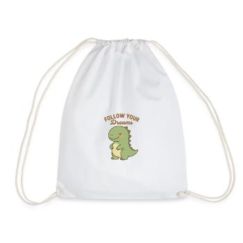 Follow Your Dreams - Cute Dino Design - Drawstring Bag - white - Front