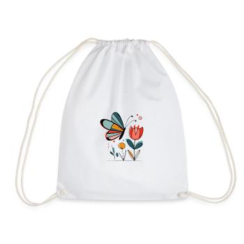 Papillon à motif printanier avec des fleurs - Sac de sport léger - blanc - Devant