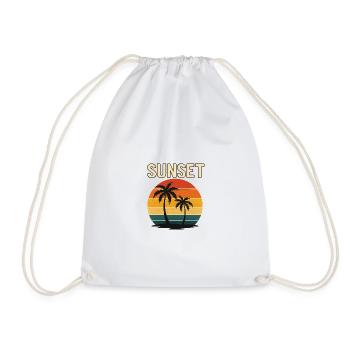 Sunset Palm Retro Glow - Drawstring Bag - white - Front