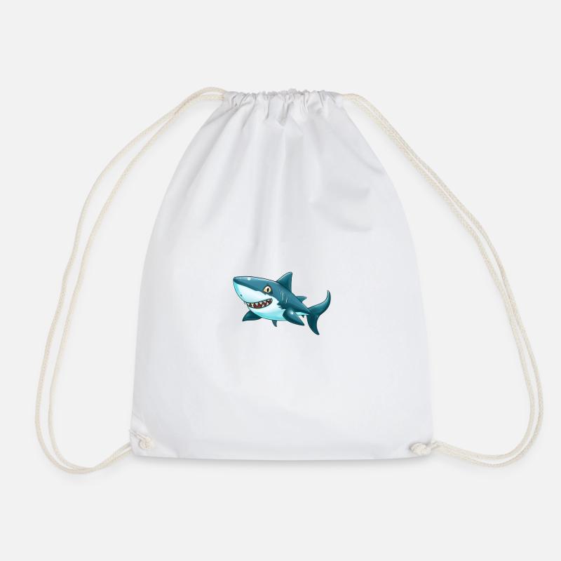 Shark - Drawstring Bag - white