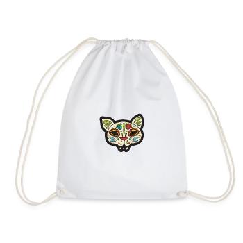 Skull tattoo skull bone gothic rocker - Drawstring Bag - white - Front