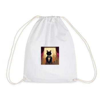 Ballroom cat - Drawstring Bag - white - Front