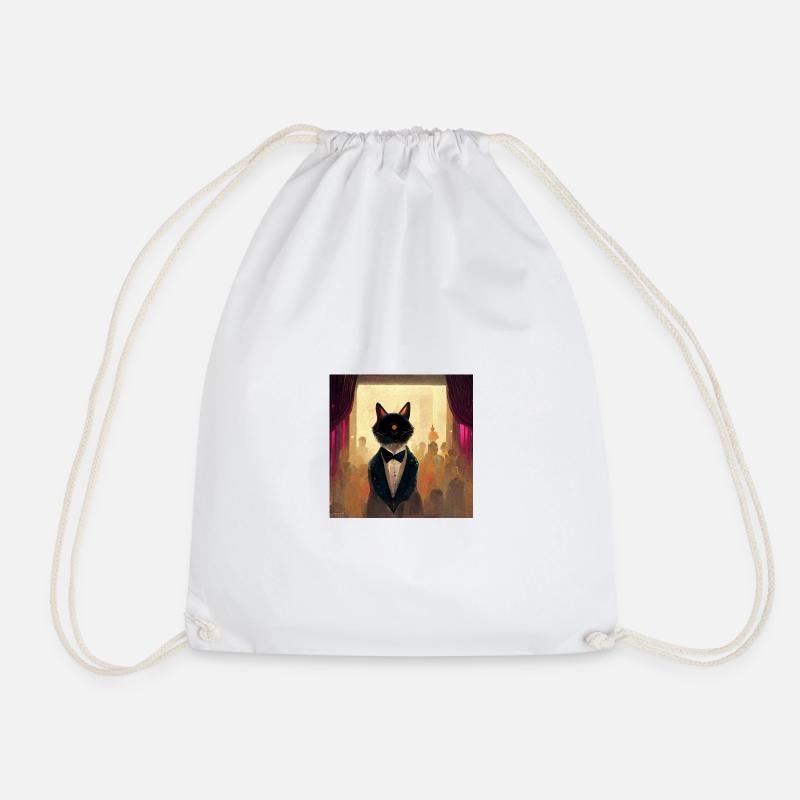 Ballroom cat - Drawstring Bag - white