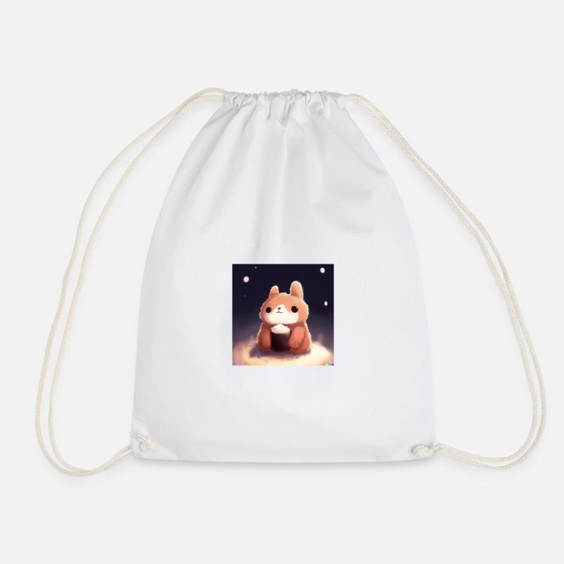 Fluffy animal - Drawstring Bag - white