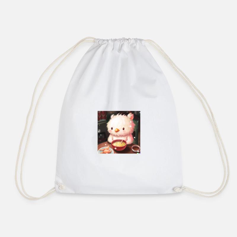Fluffiges Tierchen - Turnbeutel - Weiß