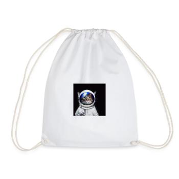 astro cat - Drawstring Bag - white - Front