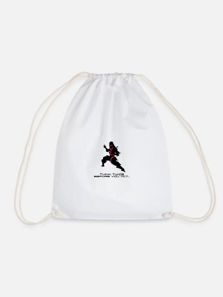 Cyber ninja martial arts defense - Drawstring Bag - white