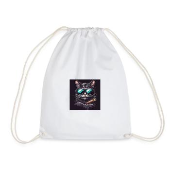 Chat cool avec des lunettes de soleil et un cigare - Sac de sport léger - blanc - Devant