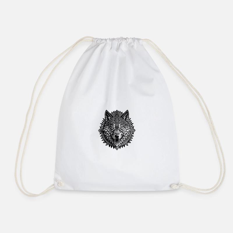 Thai Wolf Head - Drawstring Bag - white
