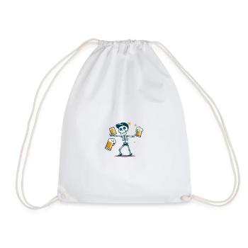Beer Skeleton Toast - Drawstring Bag - white - Front
