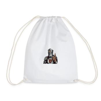 Funny Knight Thumbs Up – Fantasy RPG - Drawstring Bag - white - Front