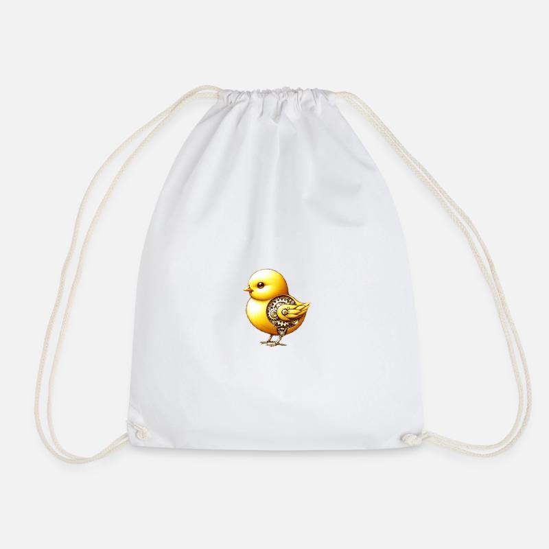 Mechanical Little Chicken - Drawstring Bag - white