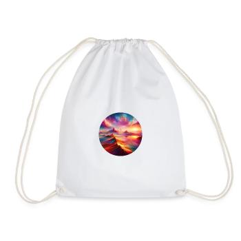 Colorful landscape with mountains and sky - Drawstring Bag - white - Front