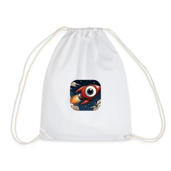 Rocket with a big eye takes off into space Comic - Drawstring Bag - white - Front