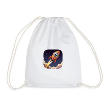 Comic Rocket with Eyes - Drawstring Bag - white - Front