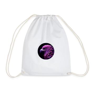 Tête d’aigle violet et rose, fond noir - Sac de sport léger - blanc - Devant