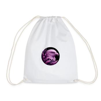 Purple Eagle Head with Feathers - Drawstring Bag - white - Front