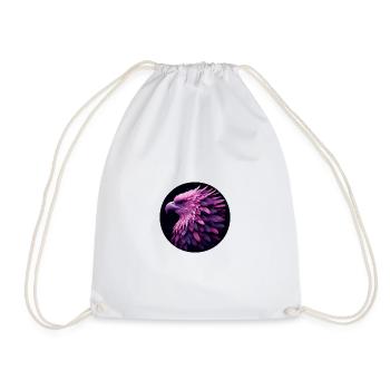 Eagle with purple and pink feathers, photorealistic - Drawstring Bag - white - Front