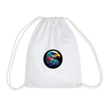 Eagle head colorful against black background, portrait - Drawstring Bag - white - Front