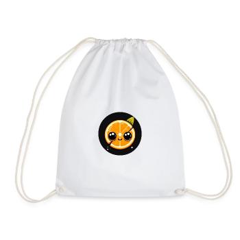 Orange with face and big eyes - Drawstring Bag - white - Front