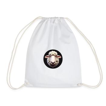Sheep Head Funny Animation Style - Drawstring Bag - white - Front