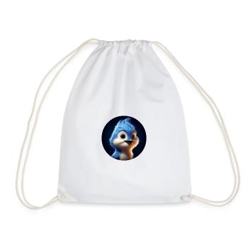 Blue bird in animation style - Drawstring Bag - white - Front