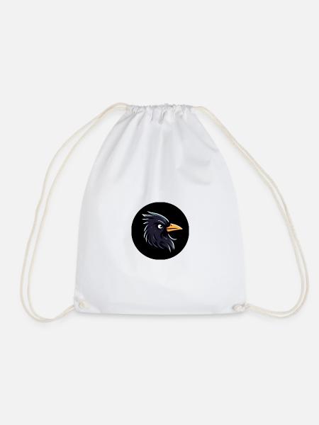 Cartoon blackbird raven looks scowling - Drawstring Bag - white