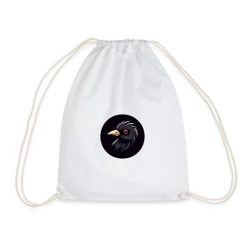 Dessin animé merle oiseau noir avec œil rouge - Sac de sport léger - blanc - Devant