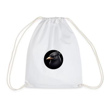 Black raven in animation style - Drawstring Bag - white - Front