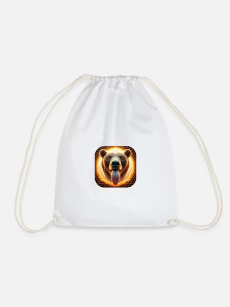 Hungriger Bär schaut durch eine Bienenwabe - Turnbeutel - Weiß