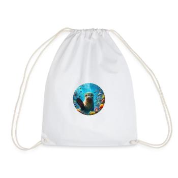 Robe waving underwater with diving goggles - Drawstring Bag - white - Front