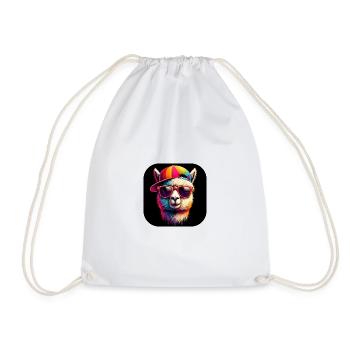 Alpaga avec chapeau et lunettes de soleil - Sac de sport léger - blanc - Devant