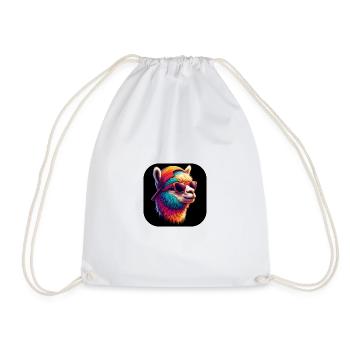 Llama Alpaca Multicolored Glasses Cap - Drawstring Bag - white - Front