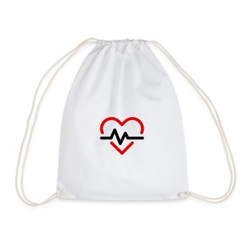 heart beat - Drawstring Bag - white - Front