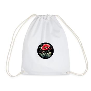 Motif floral coquelicot fond noir - Sac de sport léger - blanc - Devant
