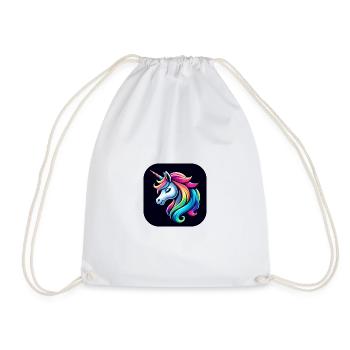 Unicorn Multicolored Mane Horn - Drawstring Bag - white - Front