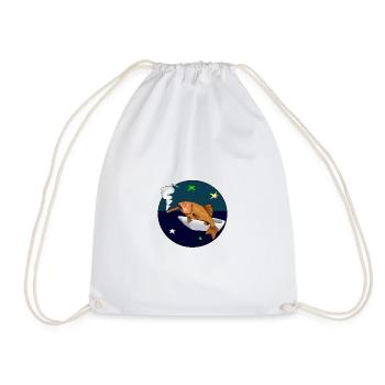 Fish with a cigar in space. - Drawstring Bag - white - Front